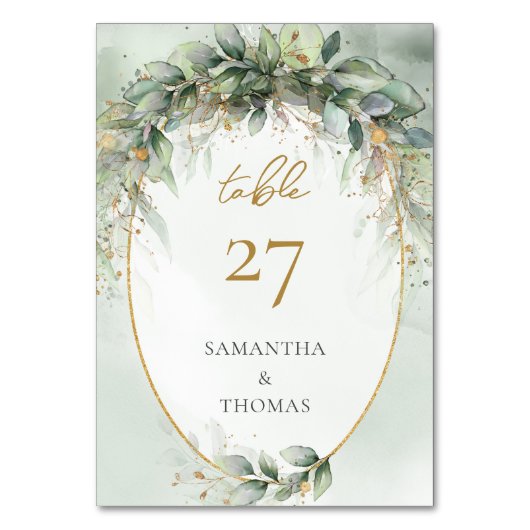 Rustieke waterverf eucalyptus salie groen goud kaart (Voorkant)