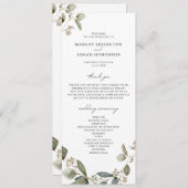Rustieke Waterverf Eucalyptus Zaad Bruiloft Programmakaart (Voorkant / Achterkant)