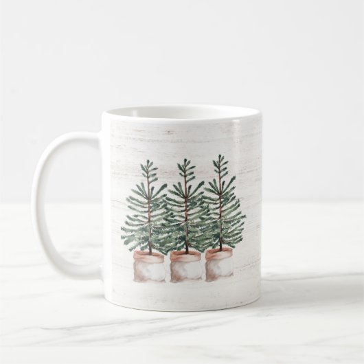 Rustieke Waterverf Evergreen Trees Mok (Links)