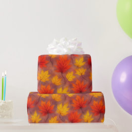 Rustieke Waterverf Fall Leaves - Autumn Foliage Cadeaupapier