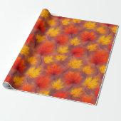 Rustieke Waterverf Fall Leaves - Autumn Foliage Cadeaupapier (Uitgerold)