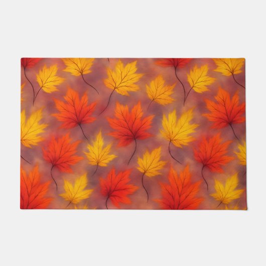 Rustieke Waterverf Fall Leaves - Autumn Foliage Deurmat (Voorkant)
