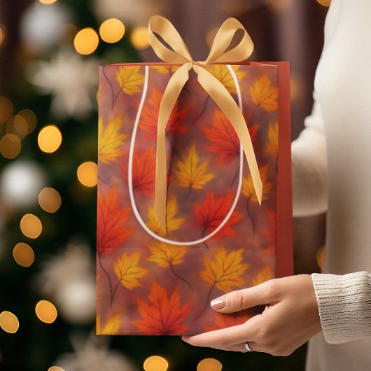 Rustieke Waterverf Fall Leaves - Autumn Foliage Medium Cadeauzakje