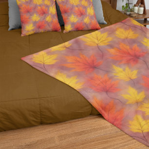 Rustieke Waterverf Fall Leaves - Autumn Foliage Sherpa Deken