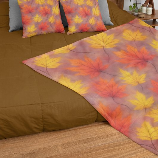 Rustieke Waterverf Fall Leaves - Autumn Foliage Sherpa Deken