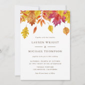 Rustieke Waterverf Falling verlaat herfstbruiloft Kaart (Voorkant)