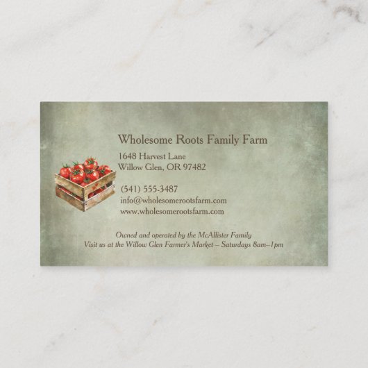 Rustieke Waterverf Familie Boerderij, lokale produ Visitekaartje (Achterkant)