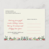 Rustieke waterverf familienaam monogram Kerst Briefkaart (Achterkant)