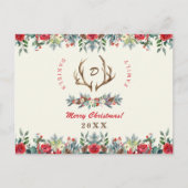 Rustieke waterverf familienaam monogram Kerst Briefkaart (Voorkant)