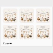 Rustieke waterverf familiewapen boerderij vierkante sticker (Vel)