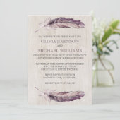 Rustieke Waterverf Feathers Huwelijksuitnodigingen Kaart (Staand voorkant)