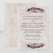 Rustieke Waterverf Feathers Huwelijksuitnodigingen Kaart (Voorkant / Achterkant)