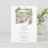 Rustieke Waterverf Floral Arbor bruiloft uitnodigi Kaart (Staand voorkant)