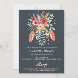 Rustieke Waterverf Floral Boho Verlovingsfeest Kaart