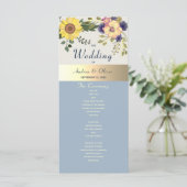 Rustieke Waterverf Floral bruiloft programma Programmakaart (Staand voorkant)