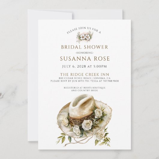 Rustieke Waterverf Floral Cowgirl Pet Vrijgezellen Kaart (Voorkant)