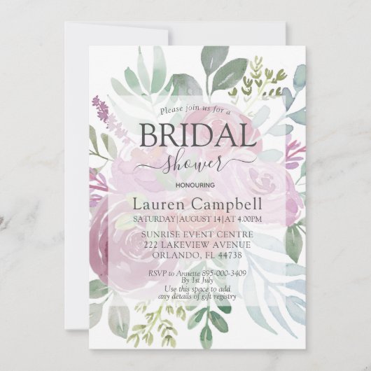 Rustieke Waterverf Floral Dusty Roos Vrijgezellenf Kaart (Voorkant)