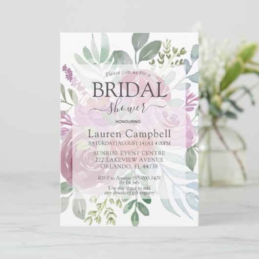 Rustieke Waterverf Floral Dusty Roos Vrijgezellenf Kaart (Staand voorkant)