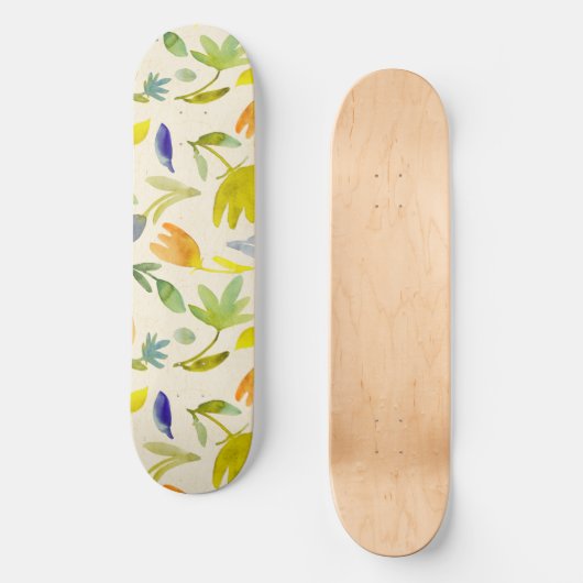 Rustieke Waterverf Floral Garden Botanical Persoonlijk Skateboard (Voorkant)