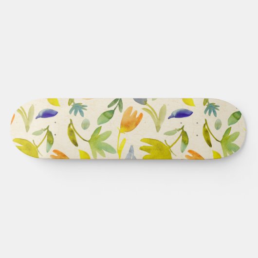 Rustieke Waterverf Floral Garden Botanical Persoonlijk Skateboard (Horizontaal)