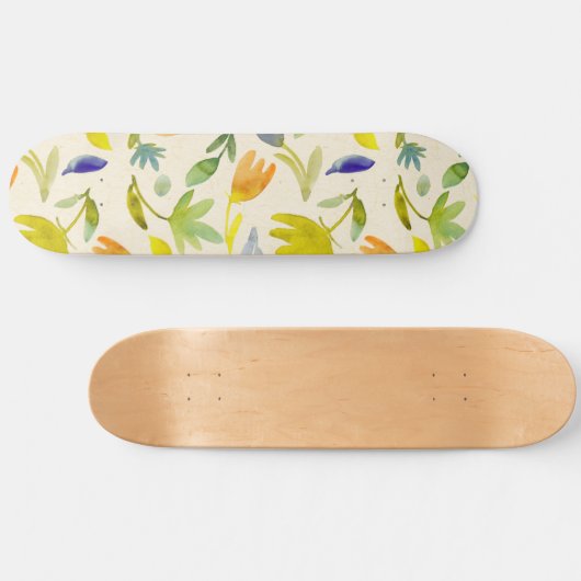 Rustieke Waterverf Floral Garden Botanical Persoonlijk Skateboard (Horizontaal)
