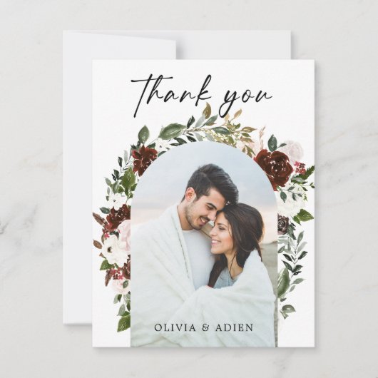 Rustieke Waterverf Floral geometrische foto Bedankkaart (Voorkant)