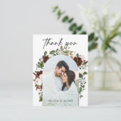 Rustieke Waterverf Floral geometrische foto Bedankkaart (Staand voorkant)