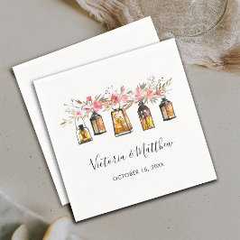 Rustieke Waterverf Floral Lantern Bruiloft Servet