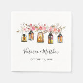 Rustieke Waterverf Floral Lantern Bruiloft Servet (Voorkant)