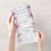 Rustieke Waterverf Floral Pink All In One Uitnodiging (Afscheurbaar)