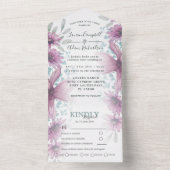 Rustieke Waterverf Floral Pink All In One Uitnodiging (Binnen)