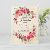 Rustieke Waterverf Floral Quinceanera Kaart (Staand voorkant)