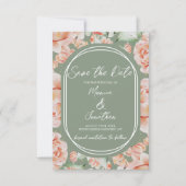 Rustieke Waterverf Floral Sage Blush Foto Bruiloft Save The Date (Voorkant)