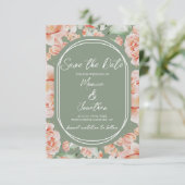 Rustieke Waterverf Floral Sage Blush Foto Bruiloft Save The Date (Staand voorkant)