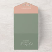 Rustieke Waterverf Floral Sage Groene Blush Bruilo All In One Uitnodiging (Buitenkant)