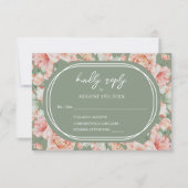 Rustieke Waterverf Floral Sage Groene Blush Bruilo RSVP Kaartje (Voorkant)