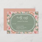 Rustieke Waterverf Floral Sage Groene Blush Bruilo RSVP Kaartje (Voorkant / Achterkant)