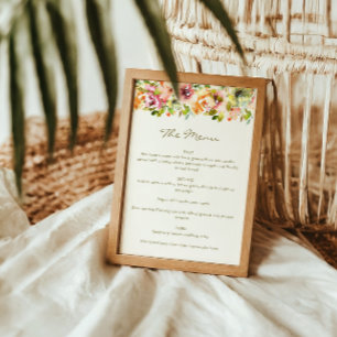 Rustieke Waterverf Floral Wedding Custom Menu