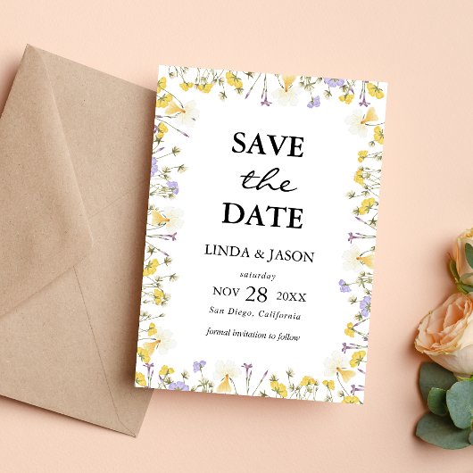 Rustieke Waterverf Floral Wedding Save The Date Kaart