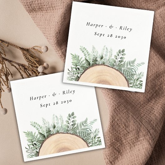 Rustieke Waterverf Floral Wood bruiloft Servet