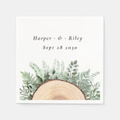 Rustieke Waterverf Floral Wood bruiloft Servet (Voorkant)