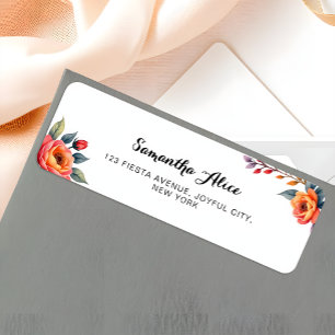 Rustieke Waterverf Folral Verjaardag Terug Adres Etiket