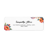 Rustieke Waterverf Folral Verjaardag Terug Adres Etiket (Voorkant)