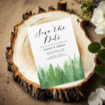 Rustieke Waterverf Forest Evergreen QR-code Save The Date<br><div class="desc">Rustieke Waterverf Forest Evergreen Save the Date Announcement Rustieke waterverf groene bosbomen,  bruiloft opslaan de datum met "Save the Date" in  script kalligrafie en QR code.</div>
