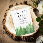 Rustieke Waterverf Forest Evergreen QR-code Save The Date