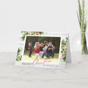 Rustieke Waterverf Garland Foto Vrolijk Kerstfeest Feestdagen Kaart