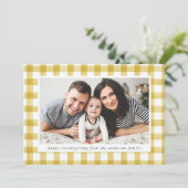 Rustieke Waterverf geel geruite foto Thanksgiving Feestdagenkaart (Staand voorkant)