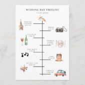 Rustieke Waterverf geïllustreerde trouwdag tijdlij Programmakaart (Voorkant)