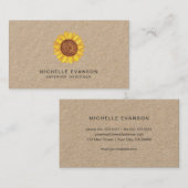 Rustieke Waterverf Gele Zonnebloem Logo Kraft Visitekaartje (Voorkant / Achterkant)