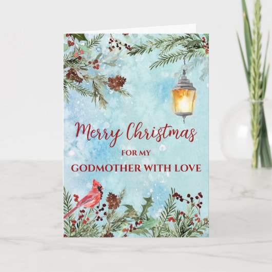 Rustieke Waterverf Godmother Vrolijk Kerstfeest Kaart (Voorkant)